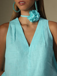 Choker con flor en lino