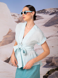 Blusa con mangas japonesas en lino