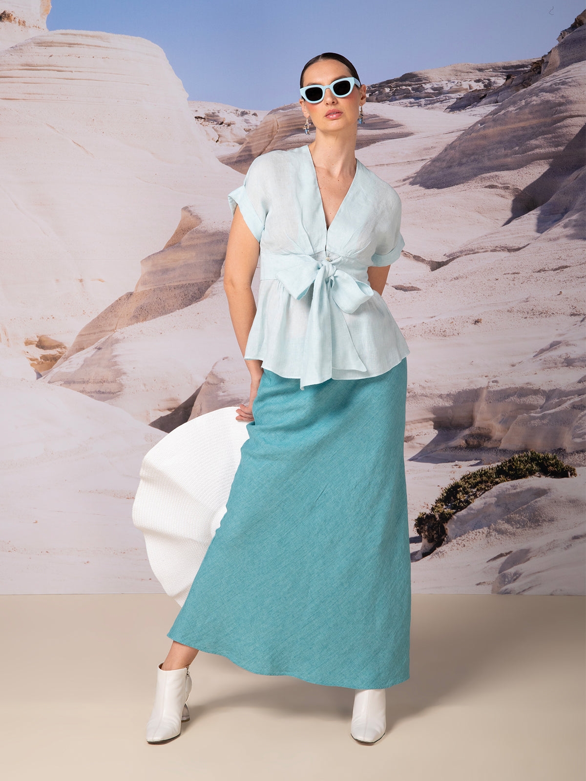 Blusa con mangas japonesas en lino