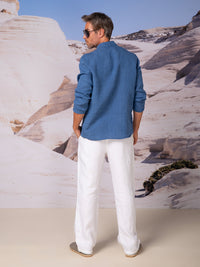 Camisa con cuello doble vista en lino