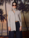 Shirt blouse in crinkled linen