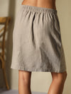 Short crossed skirt in linen
