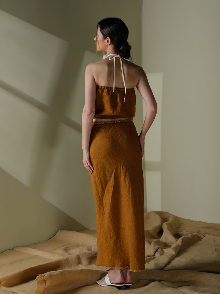 Top strapless en lino