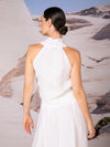 Blusa cruzada con pliegues en lino