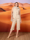 Blusa plisada con botones en lino