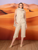 Blusa plisada con botones en lino