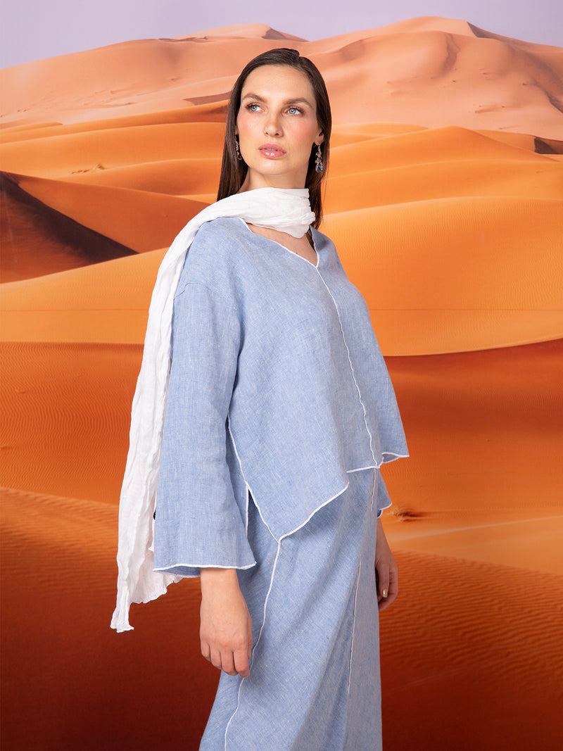 Blusa holgada con mangas anchas en lino