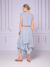 Blusa corta con jaretas en lino