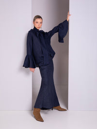 Blusa con gota de manga larga en lino