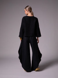 Blusa con manga acampanada en lino