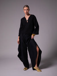 Blusa con manga acampanada en lino