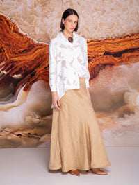 Camisera amplia con corte cruzado en espalda en lino