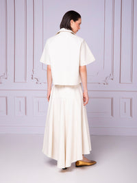 Blusa camisera asimétrica en lino