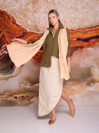 Blusa camisera de dama manga larga en lino