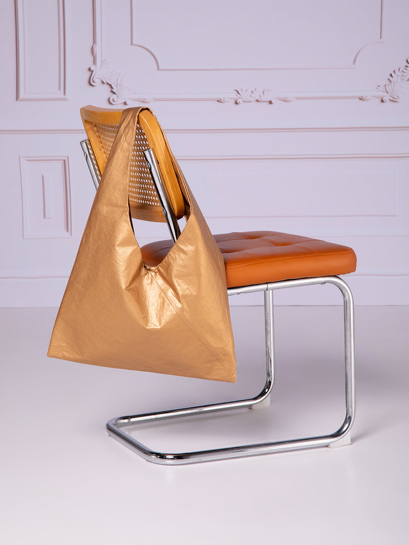 Bolsa origami en lino metálico