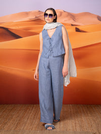 Chaleco con jaretas en lino