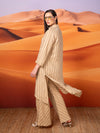 Striped long coat in linen