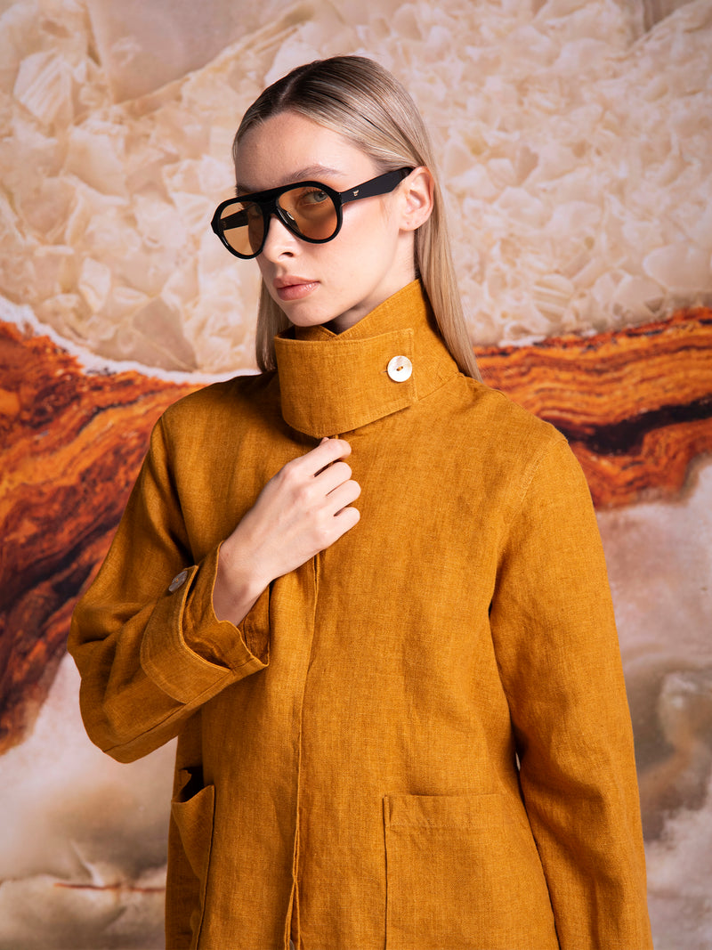 Saco de dama con charreteras en lino