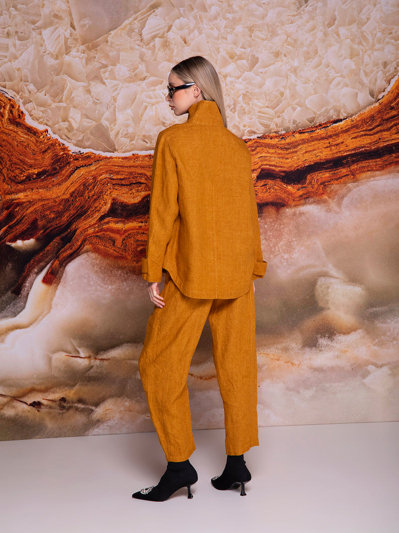 Saco de dama con charreteras en lino