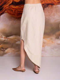 Falda lápiz con cortes en lino