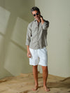 Slim fit shirt with long sleeves in linen