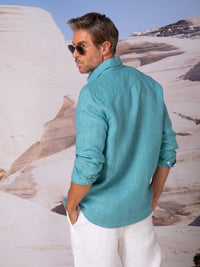 Camisa de manga larga de hombre en lino