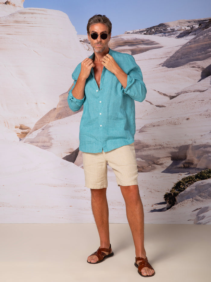 Camisa de manga larga de hombre en lino