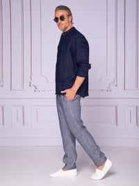 Camisa caballero cuello Mao en lino