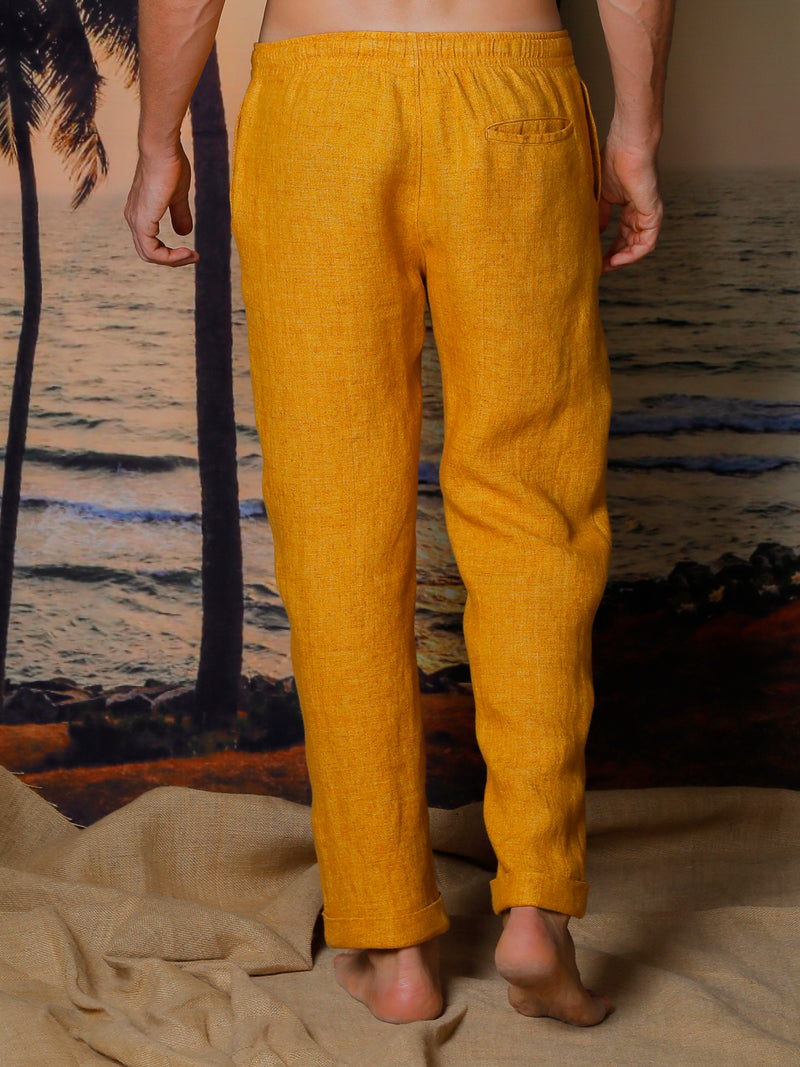 Pants with drawstrings in linen