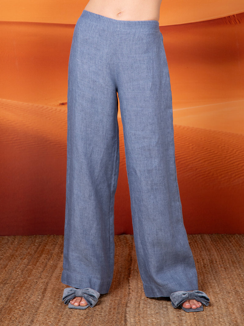 Wide straight leg pants in linen