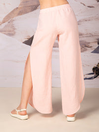 Pantalón con bajos redondeados en lino