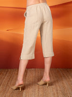 Pantalón capri con aberturas laterales en lino