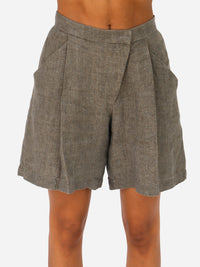 Short de pierna amplia con tablones en lino