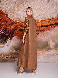 Vestido linea "A" con jaretas en lino tornasol