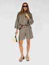Blusa con cuello alto Mao en lino