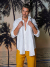 Slim fit shirt with long sleeves in linen