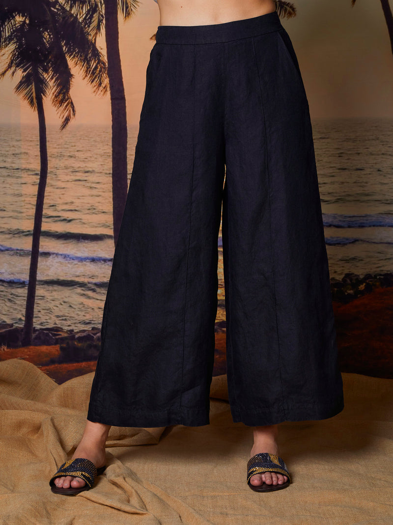 High rise skirt pants in linen