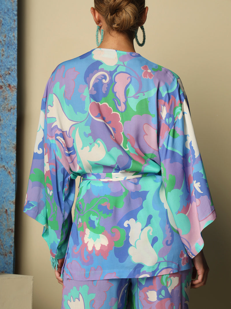 Short kimono in viscose