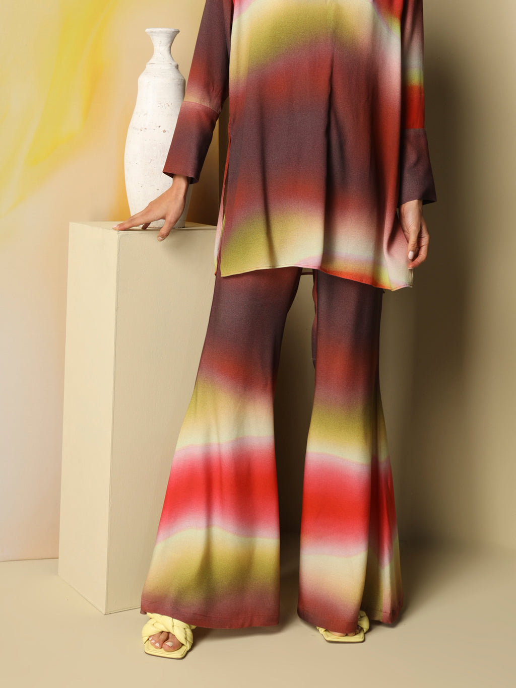 Wide flare pants in viscose