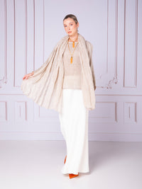 Blusa manga japonesa con escote ojal en lino